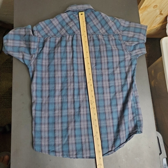 Point Zero Shirt Button Down Long Sleeve Plaid Burst Pockets - Picture 6 of 13